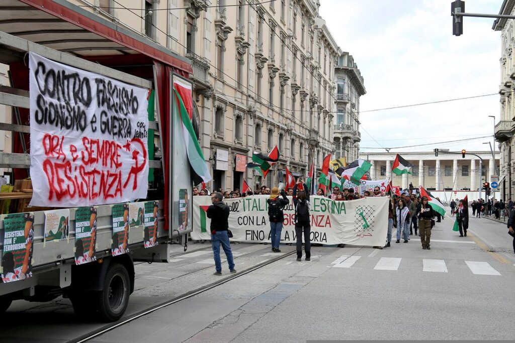 25 aprile per la Palestina a padova, contro crisi, guerra e sfruttamento